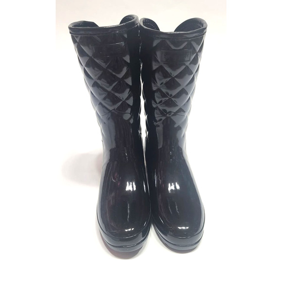 Hunter refined gloss quilt short black boots women's size 7 - Picture 3 of 15